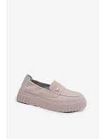 Kožené dámské polobotky na platformě s nazouváním Vinceza 93218 Béžové