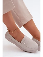 Kožené dámské polobotky na platformě s nazouváním Vinceza 93218 Béžové