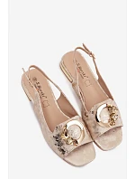 Dámské sandály Ploché S ozdobou S.Barski KV61-6024 Zlaté