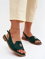 Dámské sandály na ploché podrážce s ozdobným detailem S.Barski KV61-6015 Zelené