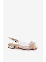 Průhledné Sandály s Krystaly a Síťovanou Mašlí D&A MR61-9004 Zlaté