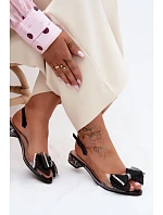 Průhledné sandály s krystaly a síťovanou mašlí D&A MR61-9004 Černé