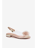 Dámské sandály průhledné s růží D&A MR61-9003 zlaté