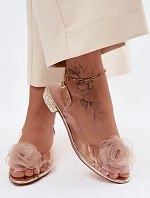 Dámské sandály průhledné s růží D&A MR61-9003 zlaté