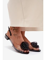 Dámské průhledné sandály s růží D&A MR61-9003 Černé