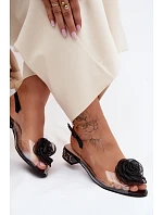 Dámské průhledné sandály s růží D&A MR61-9003 Černé