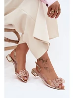 Dámské sandály průhledné s krystaly Zlaté D&A MR61-9002