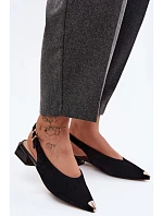 Kožené semišové dámské sandály na nízkém podpatku D&A CR61-3050 Černé