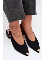 Kožené semišové dámské sandály na nízkém podpatku D&A CR61-3050 Černé