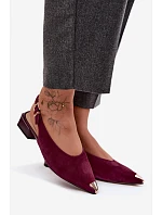 Kožené Semišové Dámské Sandály na Nízkém Podpatku D&A CR61-3050 Bordó