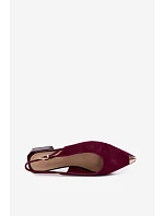 Kožené Semišové Dámské Sandály na Nízkém Podpatku D&A CR61-3050 Bordó