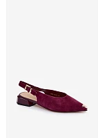 Kožené Semišové Dámské Sandály na Nízkém Podpatku D&A CR61-3050 Bordó