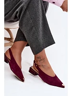 Kožené Semišové Dámské Sandály na Nízkém Podpatku D&A CR61-3050 Bordó