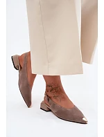 Kožené semišové dámské sandály na nízkém podpatku D&A CR61-3050 Béžové