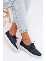 Dámské otevřené polobotky na šněrování tmavě modré Pearla