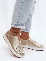 Otevřené Slip-on Sandály na Platformě Zlaté Glamma