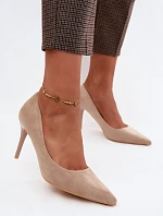 Umelé kožené podpätky Suede Beige Tropessa