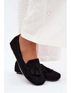 Dámske mokasíny s vlysom z imitácie semišu Black Linden
