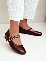 Bordové baleríny s přezkou ve tvaru srdce Relsa