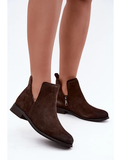 Kožené semišové kotníkové boty Vinceza 133142 Hnědé