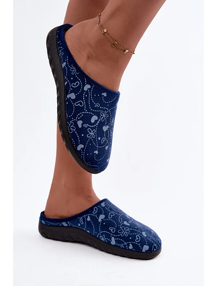 Dámské pantofle s vzorem model 22368035 Tmavě modré - Inblu Dámské pantofle s vzorem model 22368035 Tmavě modré - Inblu