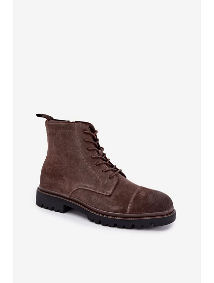 Pánské kožené semišové obuv Big Star hnědé model 22386513 - Big Star Shoes