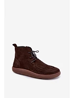 Dámské barefoot kotníkové boty z nubukové kůže s korálky Zazoo 30078 hnědé Dámské barefoot kotníkové boty z nubukové kůže s korálky Zazoo 30078 hnědé