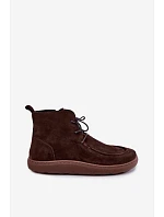Dámské barefoot kotníkové boty z nubukové kůže s korálky Zazoo 30078 hnědé Dámské barefoot kotníkové boty z nubukové kůže s korálky Zazoo 30078 hnědé