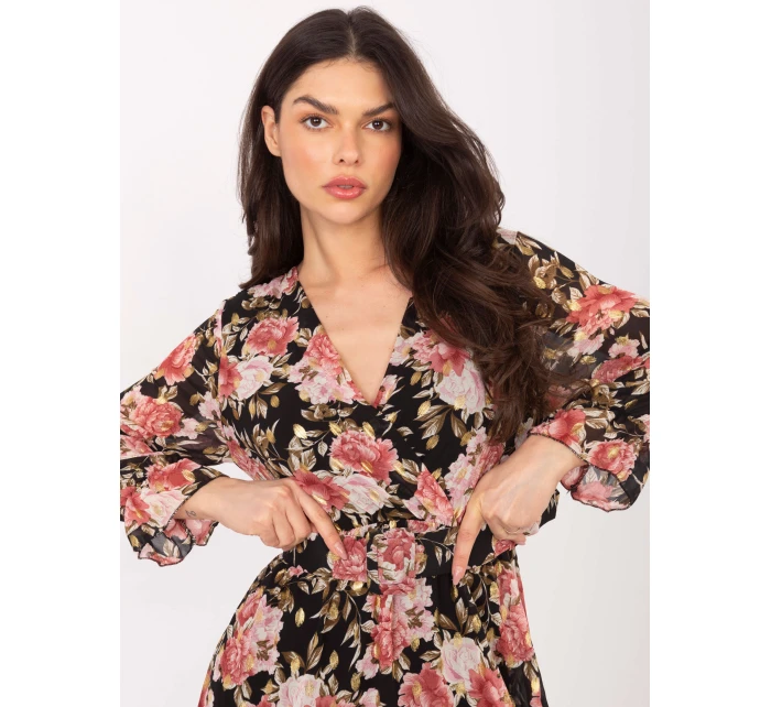 Šaty DHJ SK černá a růžová model 16300298 - FPrice Šaty DHJ SK černá a růžová model 16300298 - FPrice