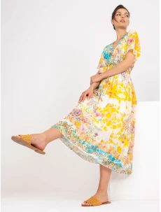 Šaty DHJ SK 15967 1.01P biela a žltá