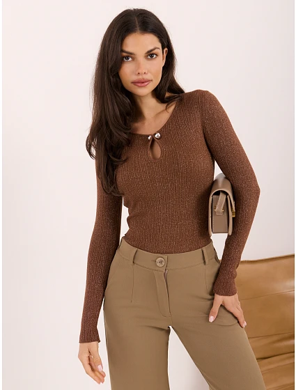 Svetr IR SW 57832.12 světle hnědý Svetr IR SW 57832.12 světle hnědý
