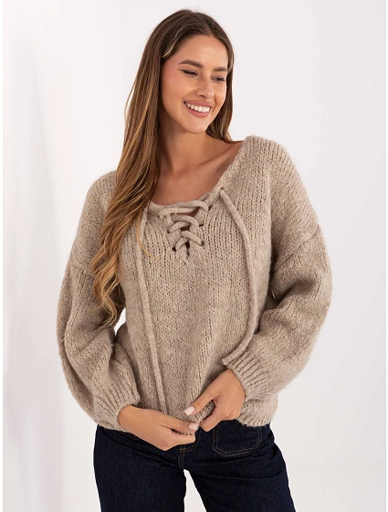 Sweter MI SW model 21421398 beżowy - FPrice Sweter MI SW model 21421398 beżowy - FPrice