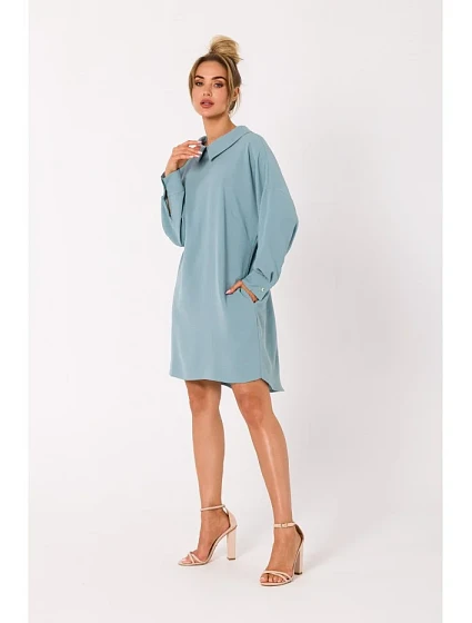 model 18383473 Košilové šaty s ozdobným řetízkem agave - Moe