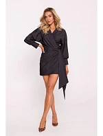 M802 Mini zavinovacie šaty so zaväzovaním - grafitové