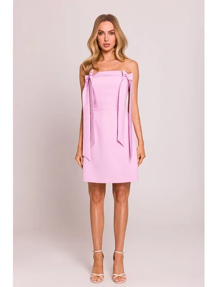 Šaty s mašlemi  růžové model 20970703 - Moe