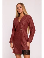 M871 Zavinovacie šaty z tvídu - bordové