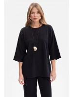 B301 Rebrovaný pletený top - čierny