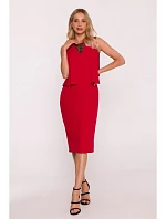 S422 Šaty s čipkovanou vsadkou - červené