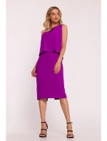 S422 Šaty s čipkovou vložkou - levanduľová