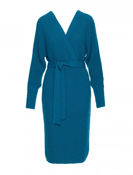 Svetrové šaty s výstřihem do V  modré model 21484552 - Moe