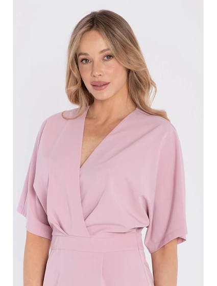 model 22152322 Midi šaty se zavinovacím střihem lila - STYLOVE