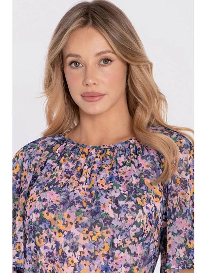 model 22152334 Šifonové midi šaty se zavazováním v pase model 2 - STYLOVE