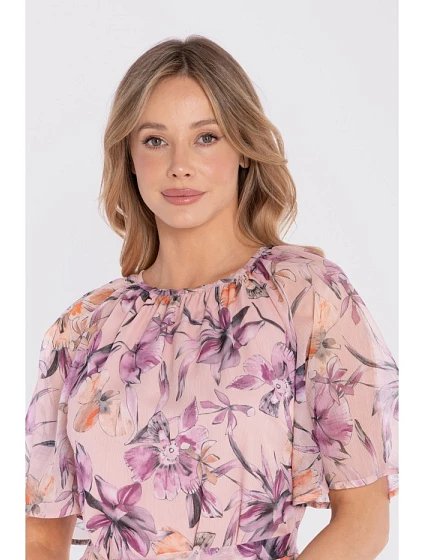 model 22152340 Šifonové midi šaty se zavazováním v pase model 3 - STYLOVE