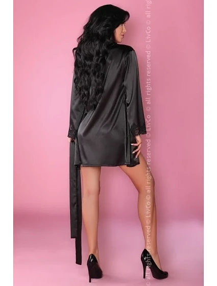 model 17580112 Černá košilka + župan + kalhotky ZDARMA! - LivCo Corsetti