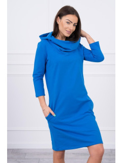 Šaty s kapucňou a vreckami fialovo-modré