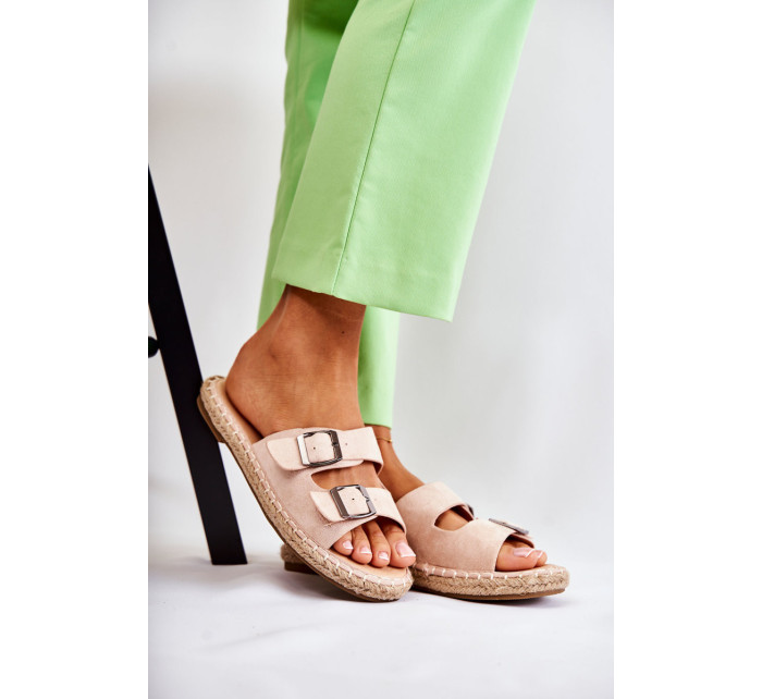 Klasické semišové dámske papuče béžovej farby Casilda