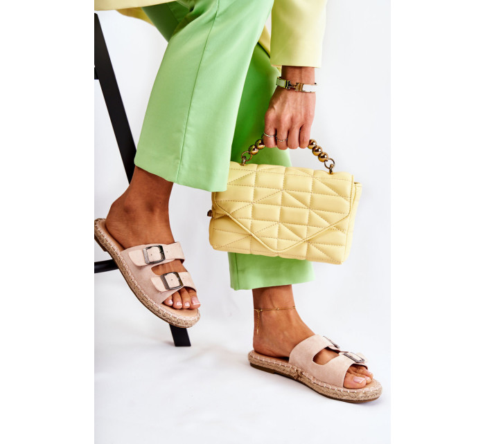 Klasické semišové dámske papuče béžovej farby Casilda