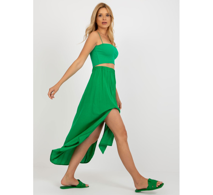 Zelená asymetrická sukňa RUE PARIS s kvetmi