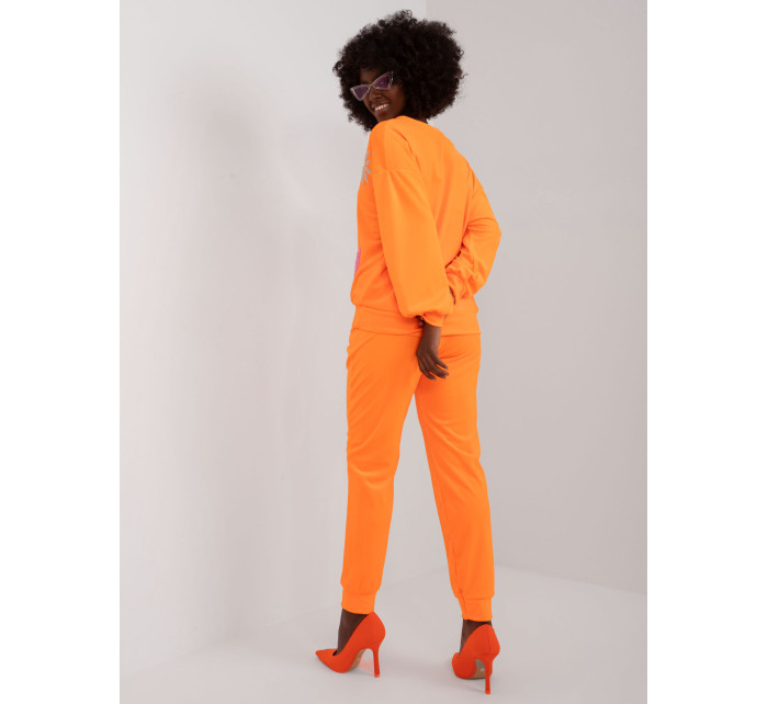 Fluoro oranžový velúrový set s nohavicami
