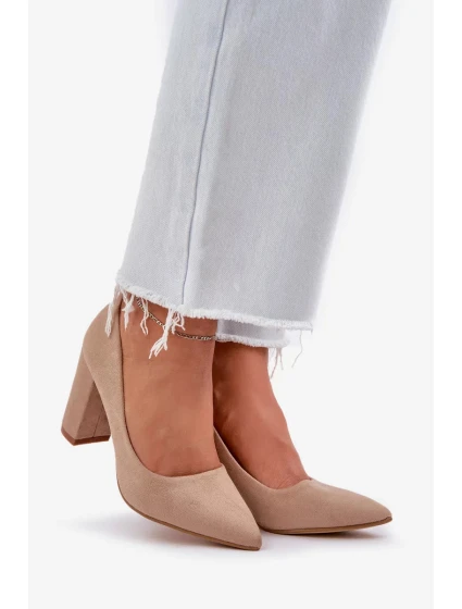 Dámske semišové lodičky na podpätku Florena - tmavobéžové Dámske semišové lodičky na podpätku Florena - tmavobéžové